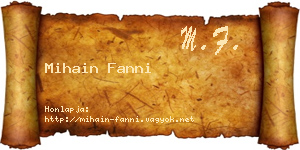 Mihain Fanni névjegykártya